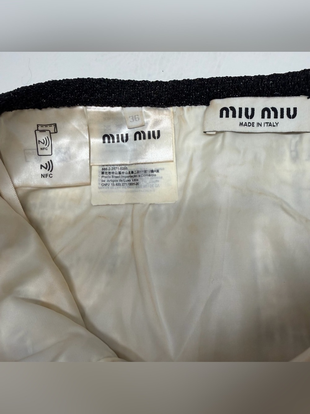 Miu Miu Black and Cream Bouclé Check Mini Skirt size 36 - Picture 3 of 10